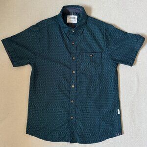 Sunrise Kingdom Allover Print Navy Short Sleeve Button Down Shirt Boys Size 8